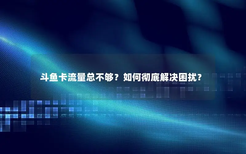 斗鱼卡流量总不够？如何彻底解决困扰？