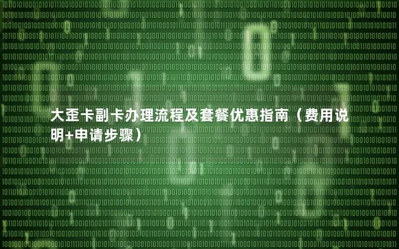 大歪卡副卡办理流程及套餐优惠指南（费用说明+申请步骤）