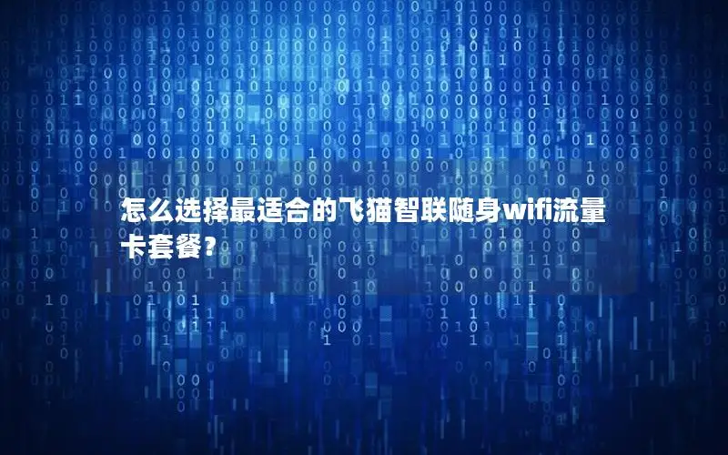 怎么选择最适合的飞猫智联随身wifi流量卡套餐？
