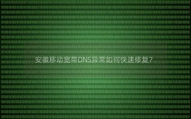 安徽移动宽带DNS异常如何快速修复？