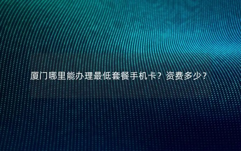 厦门哪里能办理最低套餐手机卡？资费多少？