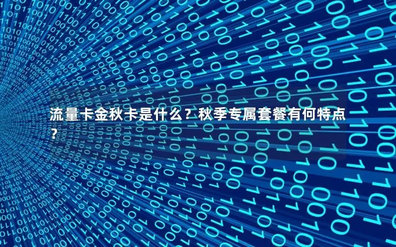 流量卡金秋卡是什么？秋季专属套餐有何特点？