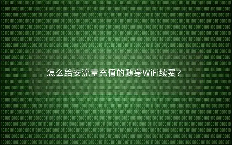 怎么给安流量充值的随身WiFi续费？