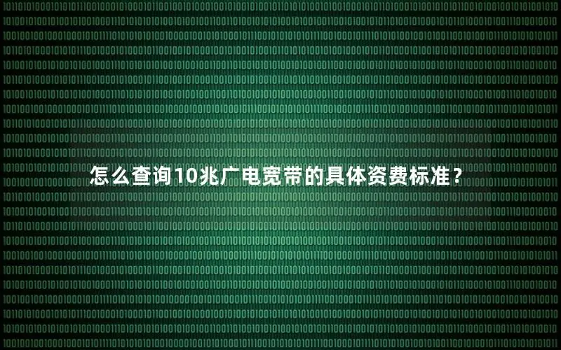 怎么查询10兆广电宽带的具体资费标准？