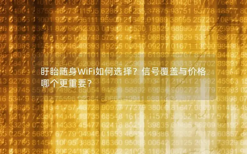 盱眙随身WiFi如何选择？信号覆盖与价格哪个更重要？