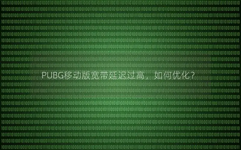 PUBG移动版宽带延迟过高，如何优化？