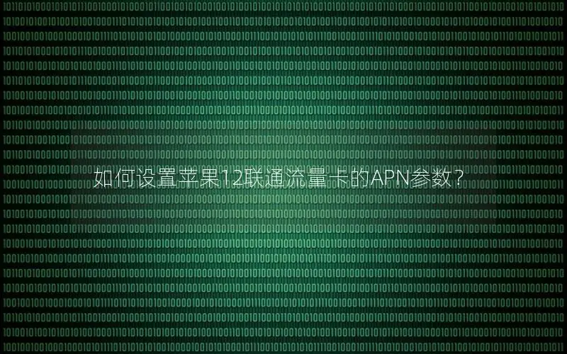如何设置苹果12联通流量卡的APN参数？