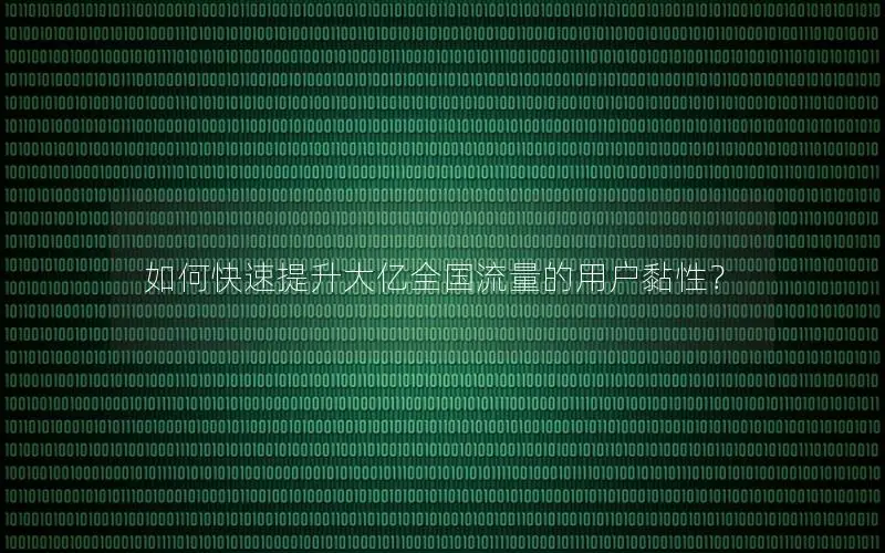 如何快速提升大亿全国流量的用户黏性？