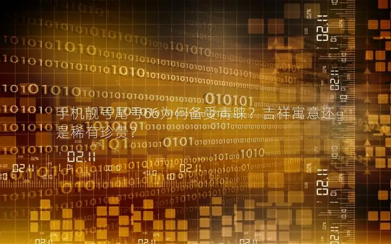 手机靓号尾号66为何备受青睐？吉祥寓意还是稀有珍贵？