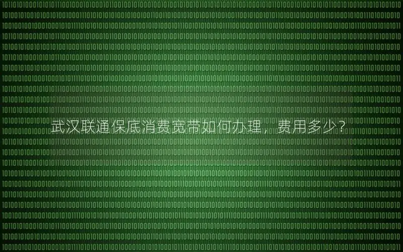 武汉联通保底消费宽带如何办理，费用多少？