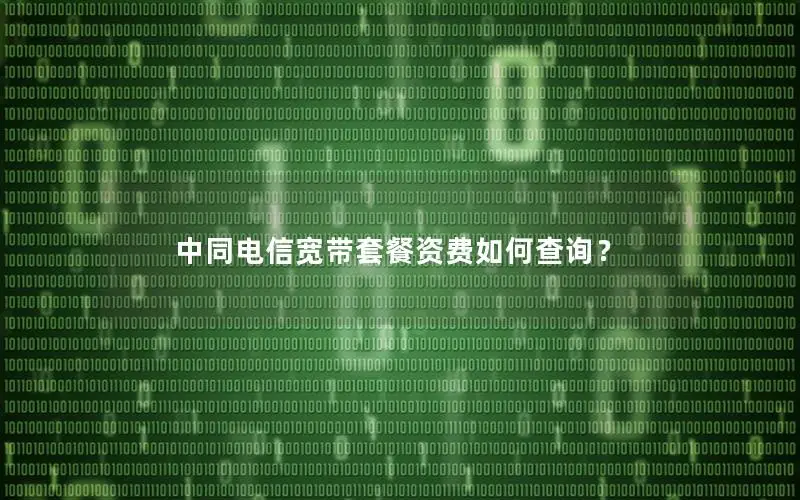 中同电信宽带套餐资费如何查询？