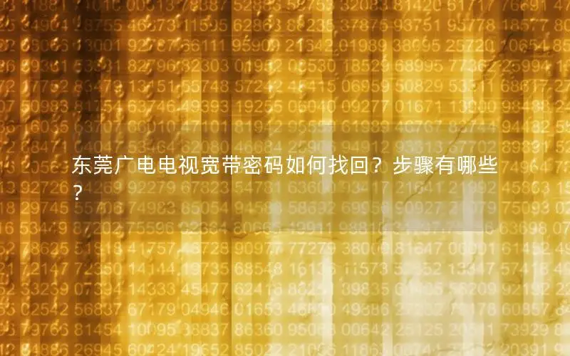 东莞广电电视宽带密码如何找回？步骤有哪些？