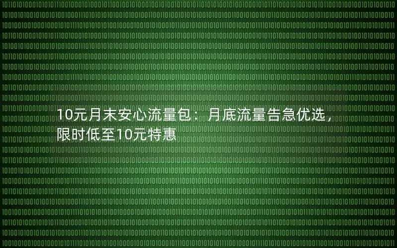 10元月末安心流量包：月底流量告急优选，限时低至10元特惠