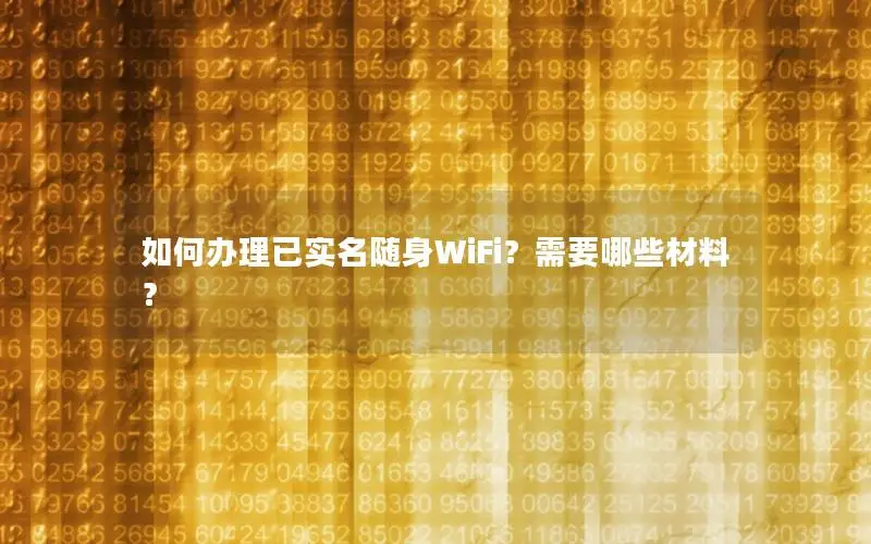 如何办理已实名随身WiFi？需要哪些材料？