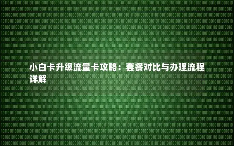 小白卡升级流量卡攻略：套餐对比与办理流程详解