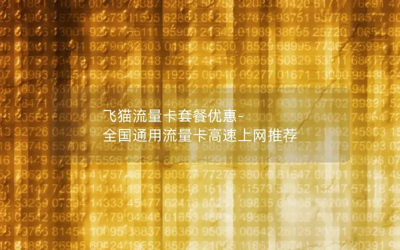 飞猫流量卡套餐优惠-全国通用流量卡高速上网推荐