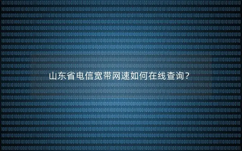 山东省电信宽带网速如何在线查询？