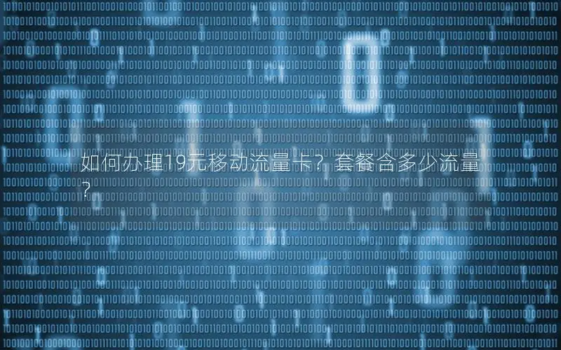 如何办理19元移动流量卡？套餐含多少流量？