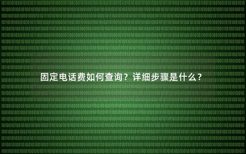 固定电话费如何查询？详细步骤是什么？