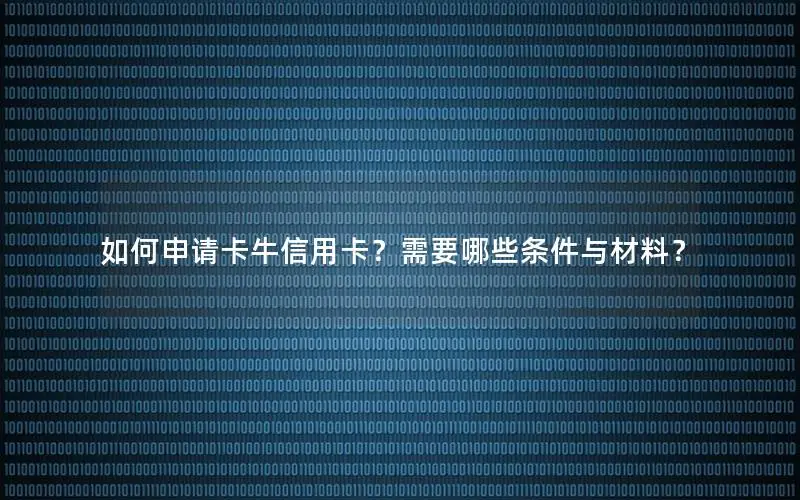如何申请卡牛信用卡？需要哪些条件与材料？