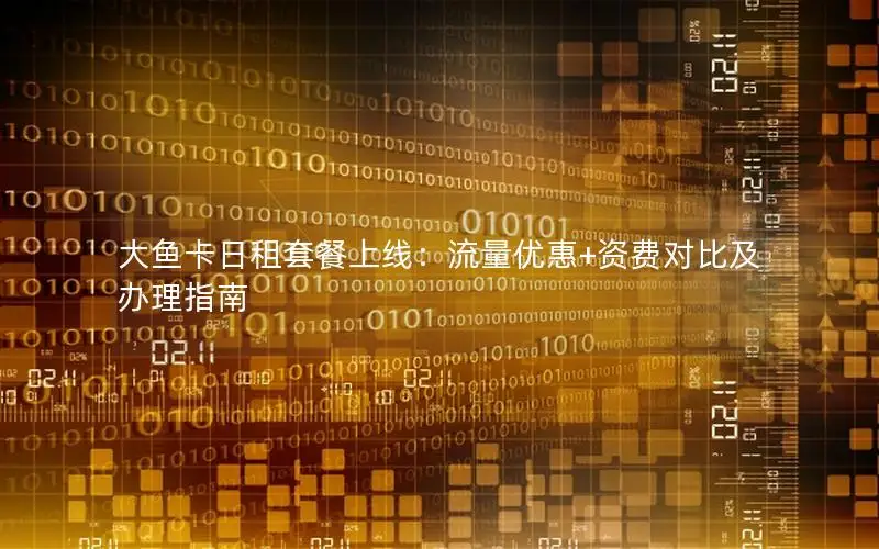 大鱼卡日租套餐上线：流量优惠+资费对比及办理指南