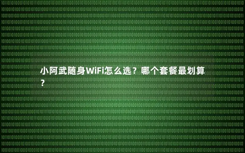 小阿武随身WiFi怎么选？哪个套餐最划算？