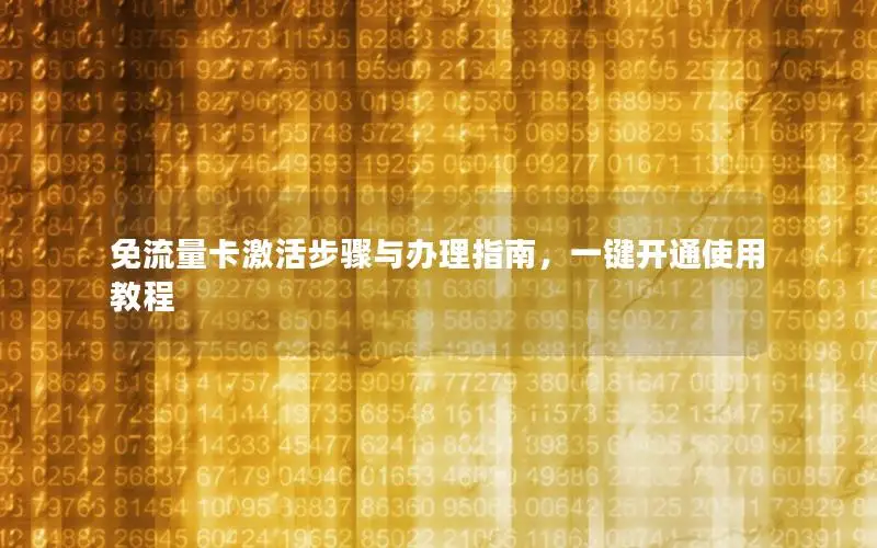 免流量卡激活步骤与办理指南，一键开通使用教程