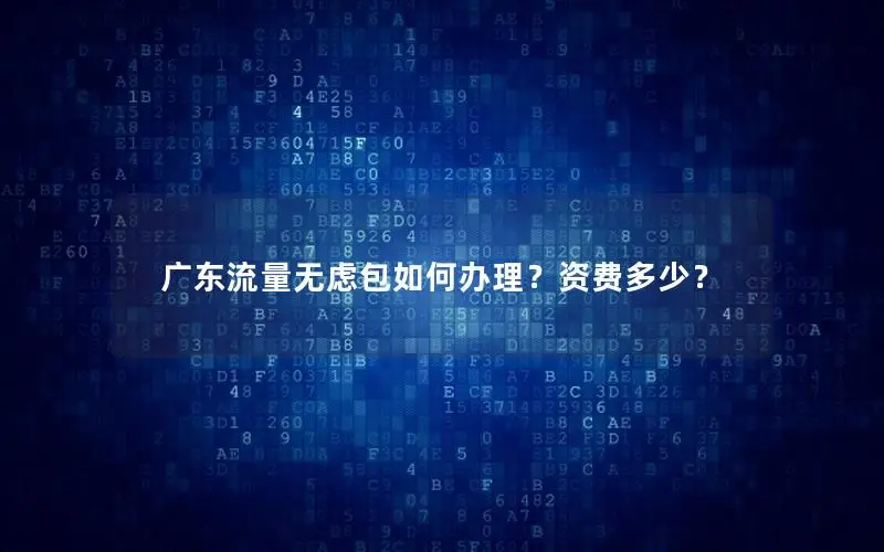 广东流量无虑包如何办理？资费多少？