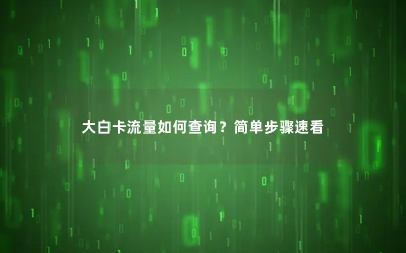 大白卡流量如何查询？简单步骤速看