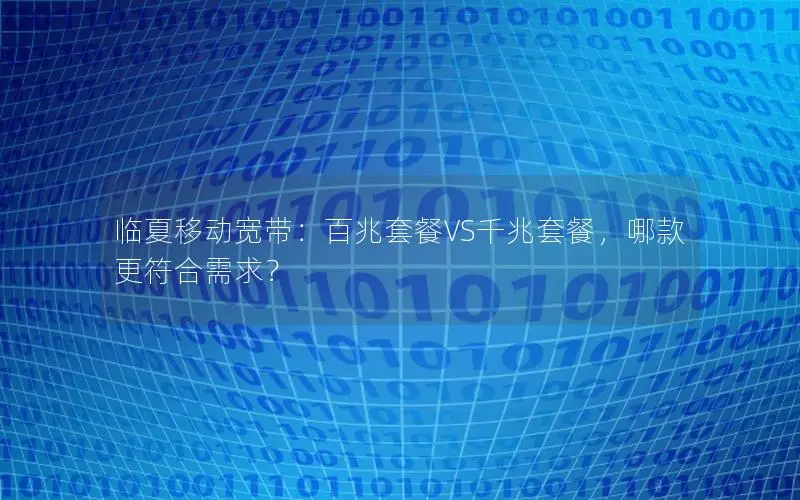临夏移动宽带：百兆套餐VS千兆套餐，哪款更符合需求？