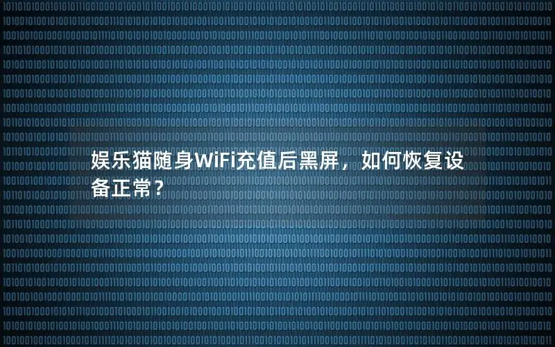 娱乐猫随身WiFi充值后黑屏，如何恢复设备正常？