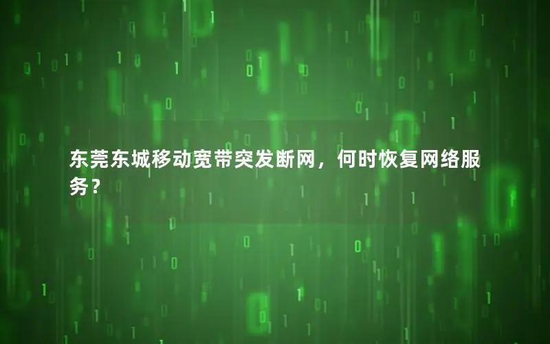东莞东城移动宽带突发断网，何时恢复网络服务？