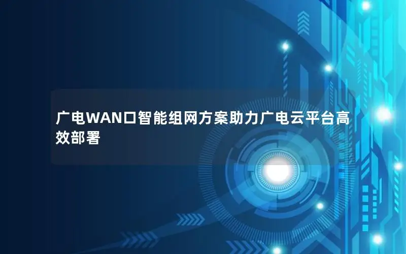 广电WAN口智能组网方案助力广电云平台高效部署