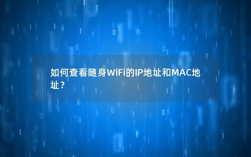 如何查看随身WiFi的IP地址和MAC地址？