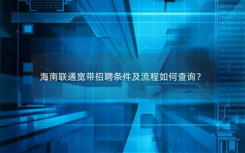 海南联通宽带招聘条件及流程如何查询？