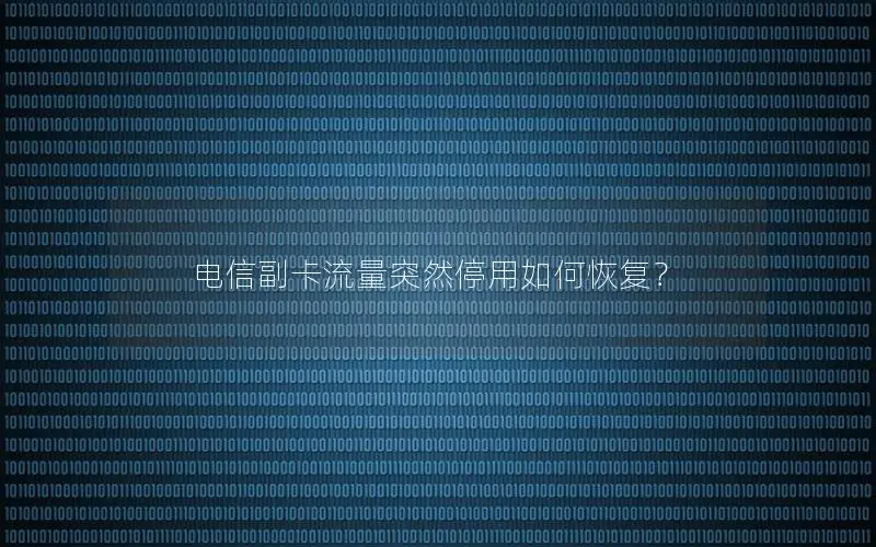 电信副卡流量突然停用如何恢复？