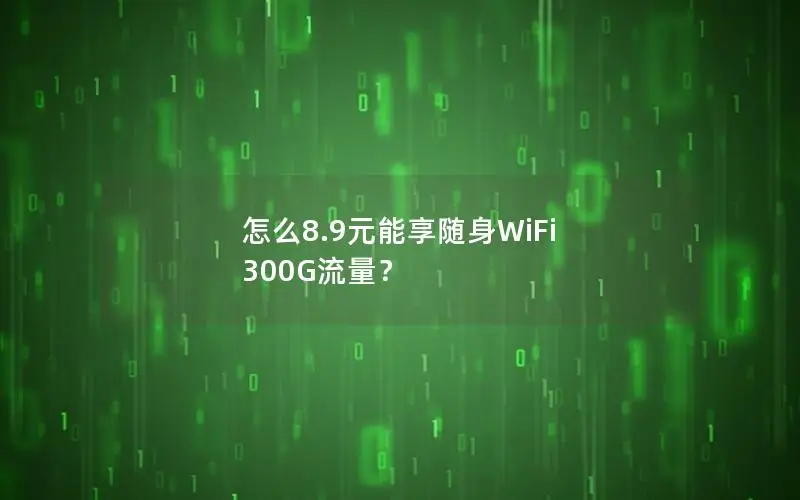 怎么8.9元能享随身WiFi 300G流量？