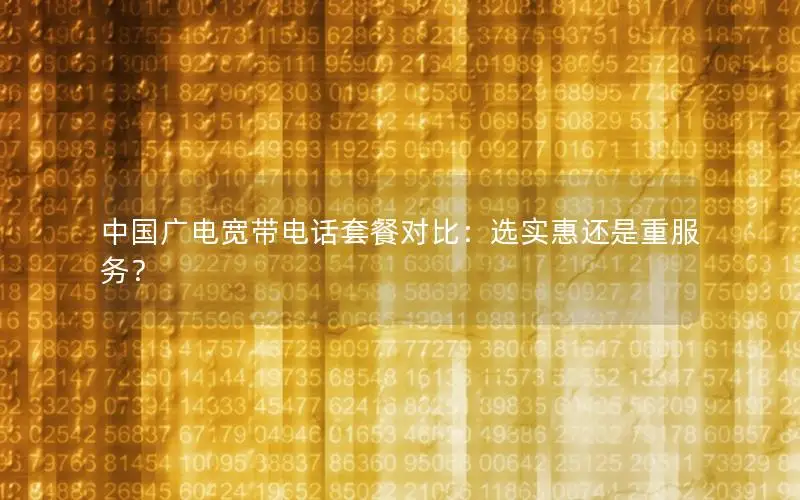 中国广电宽带电话套餐对比：选实惠还是重服务？
