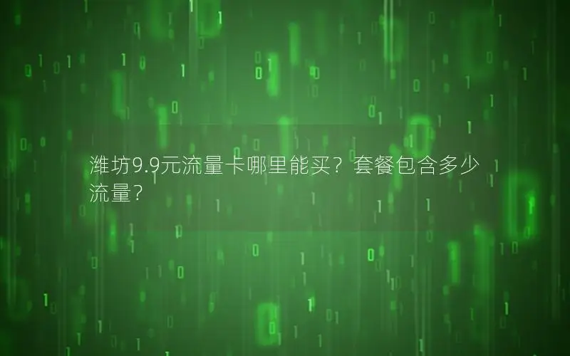 潍坊9.9元流量卡哪里能买？套餐包含多少流量？