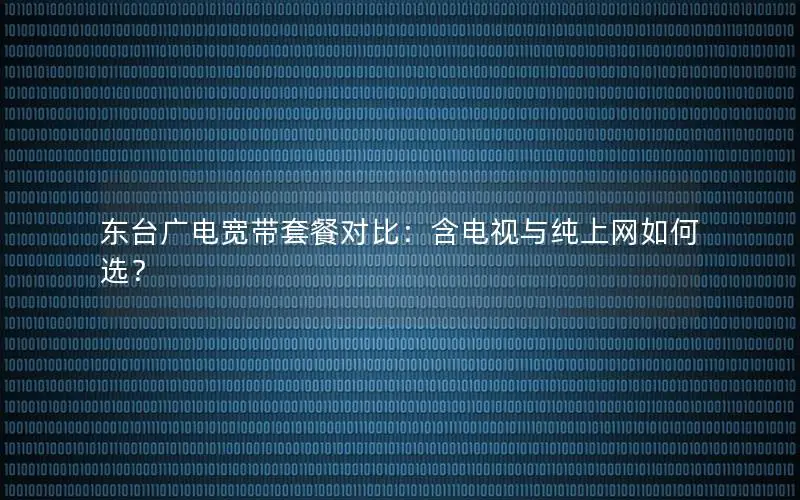 东台广电宽带套餐对比：含电视与纯上网如何选？