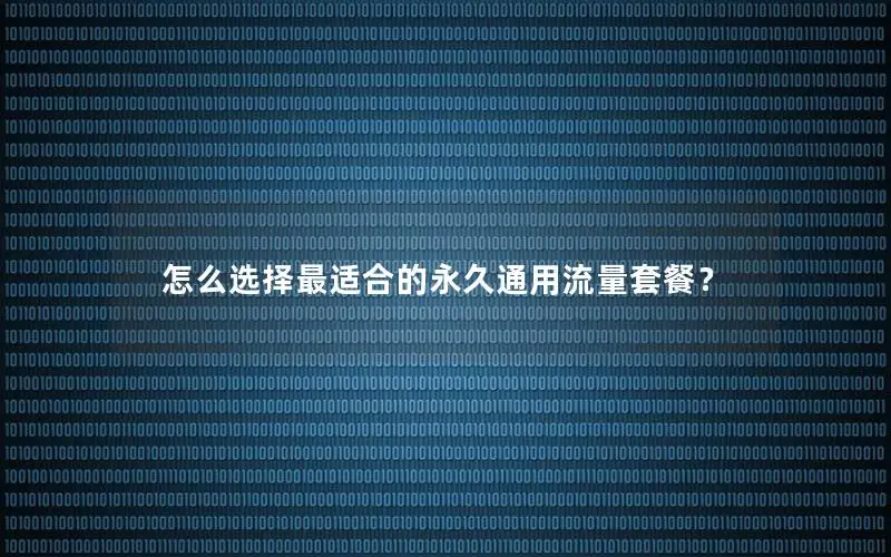 怎么选择最适合的永久通用流量套餐？