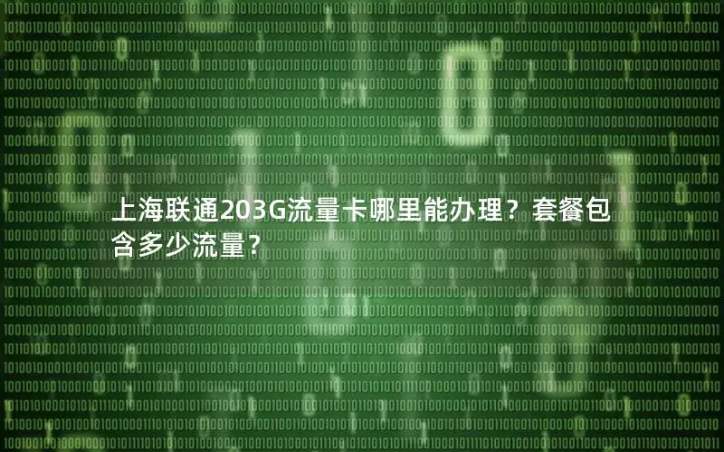 上海联通203G流量卡哪里能办理？套餐包含多少流量？