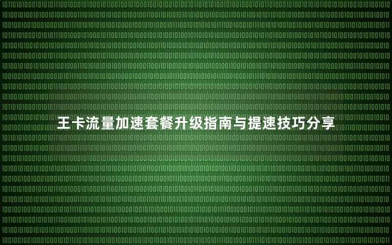 王卡流量加速套餐升级指南与提速技巧分享