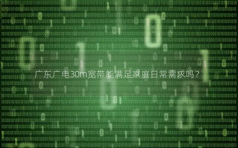 广东广电30m宽带能满足家庭日常需求吗？