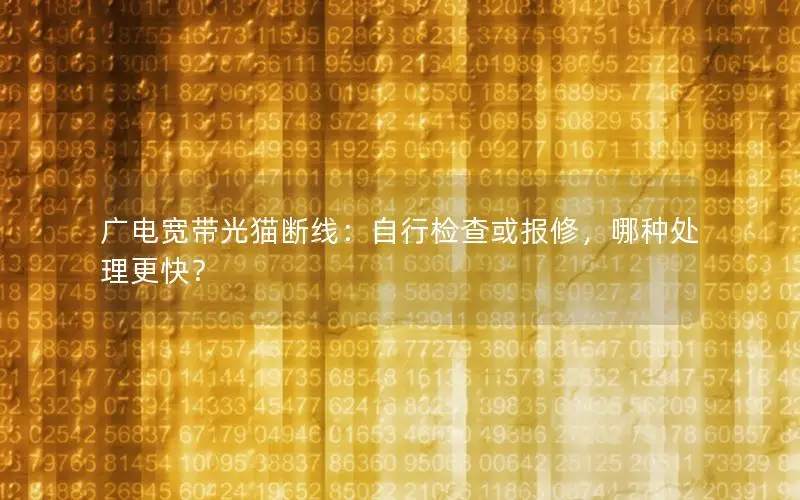 广电宽带光猫断线：自行检查或报修，哪种处理更快？
