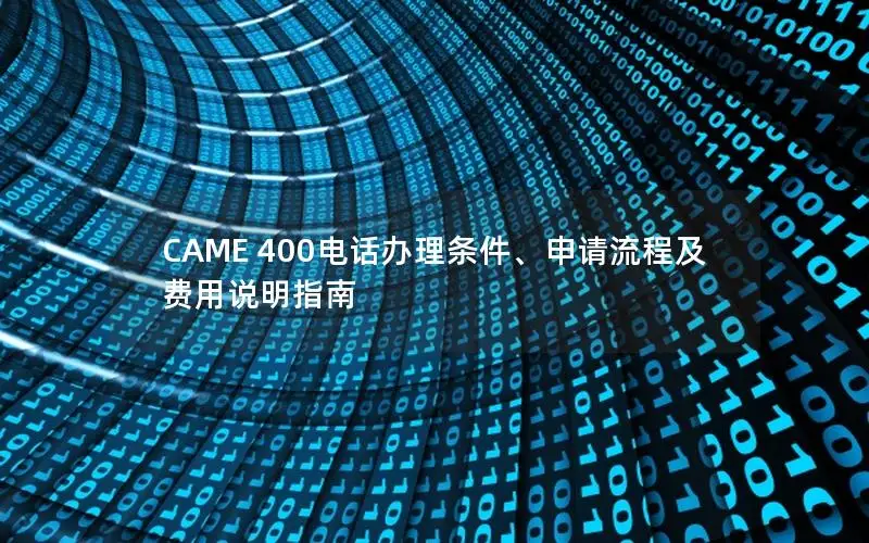 CAME 400电话办理条件、申请流程及费用说明指南