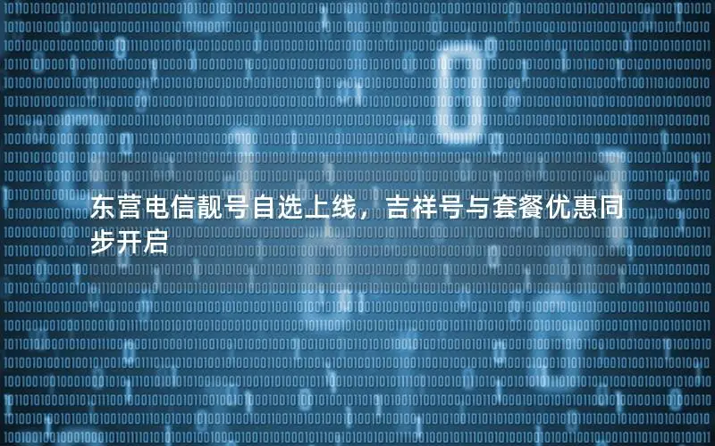 东营电信靓号自选上线，吉祥号与套餐优惠同步开启