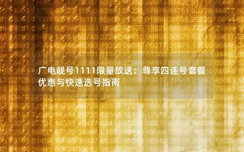 广电靓号1111限量放送：尊享四连号套餐优惠与快速选号指南