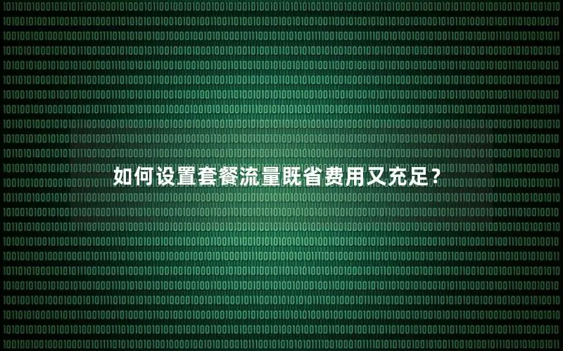 如何设置套餐流量既省费用又充足？