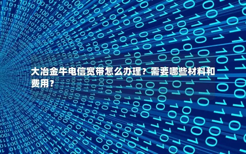 大冶金牛电信宽带怎么办理？需要哪些材料和费用？